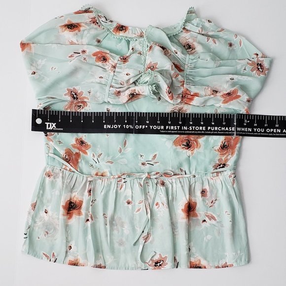 AMERICAN RAG 3/4 Sleeve Ruffle Neck Peplum Top - Picture 7 of 10